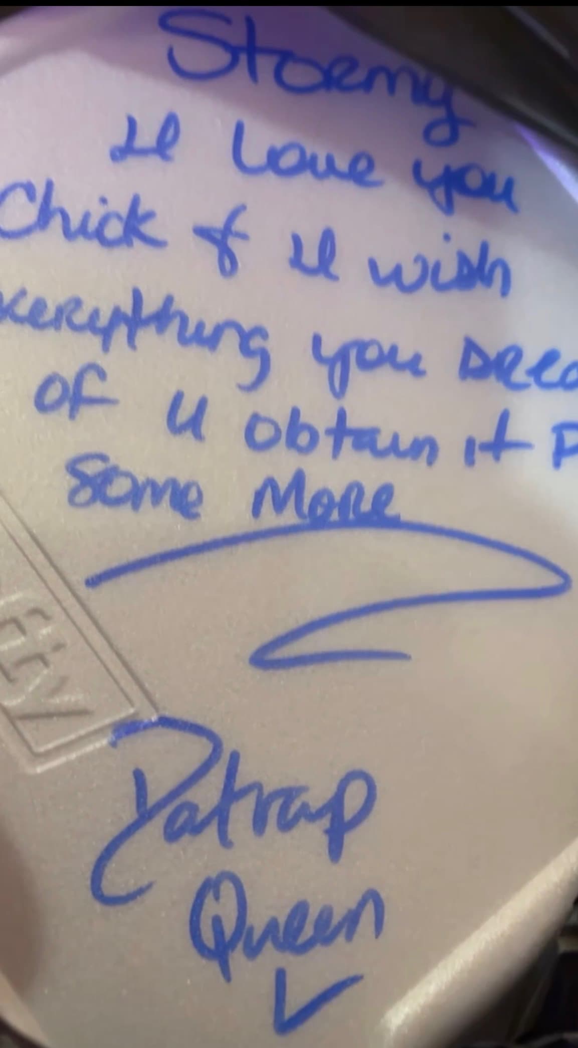 Personal message written on food box